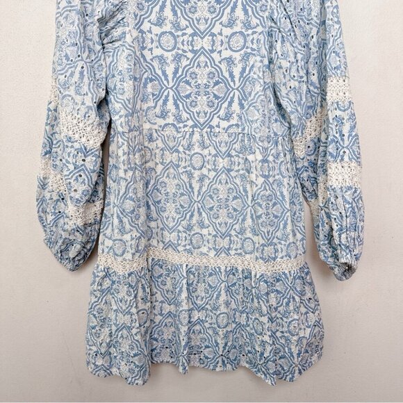 River Island Womens Xsmall Paisley Boho Slit Neck Long Sleeve Dress - Picture 13 of 14